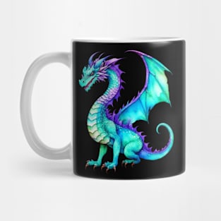 Purple and Teal Watercolor Dragon Mug